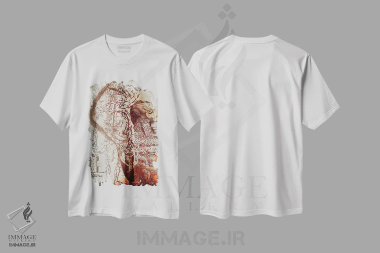 تیشرت سفید طرح دار آناتومی دوره ویکتوریا، هنر دیجیتال اثر فایو بای فایو کالکتیو | فروشگاه ایماژ