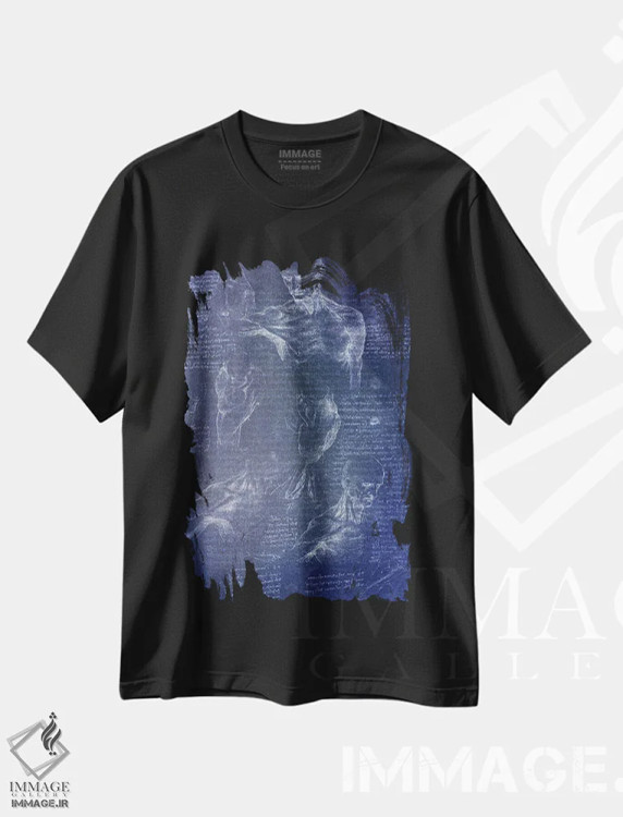 تیشرت مشکی طرح دار نقشه آناتومی ۱، تزئینی اثر فایو بای فایو کالکتیو | فروشگاه ایماژ