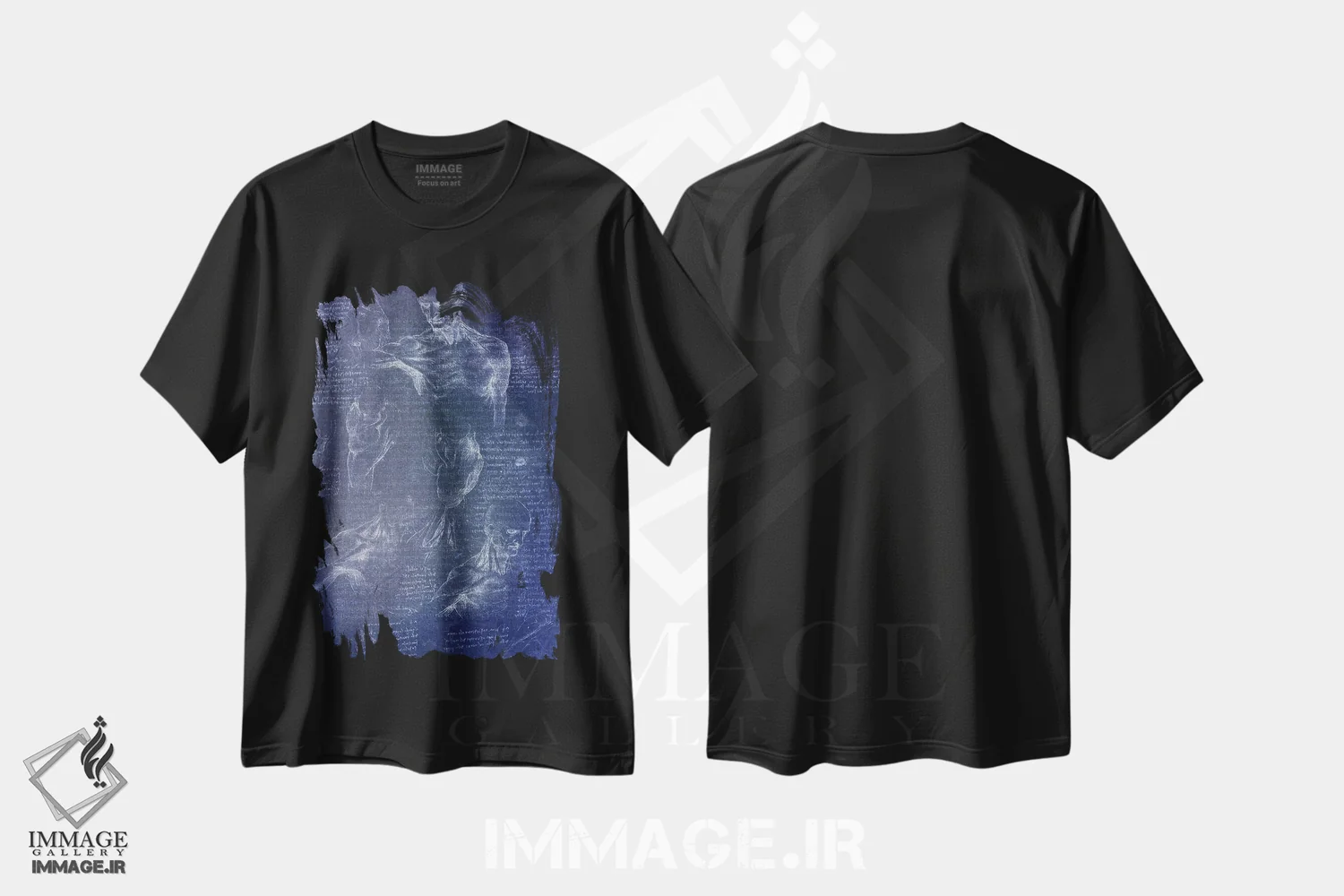 تیشرت مشکی طرح دار نقشه آناتومی ۱، تزئینی اثر فایو بای فایو کالکتیو | فروشگاه ایماژ