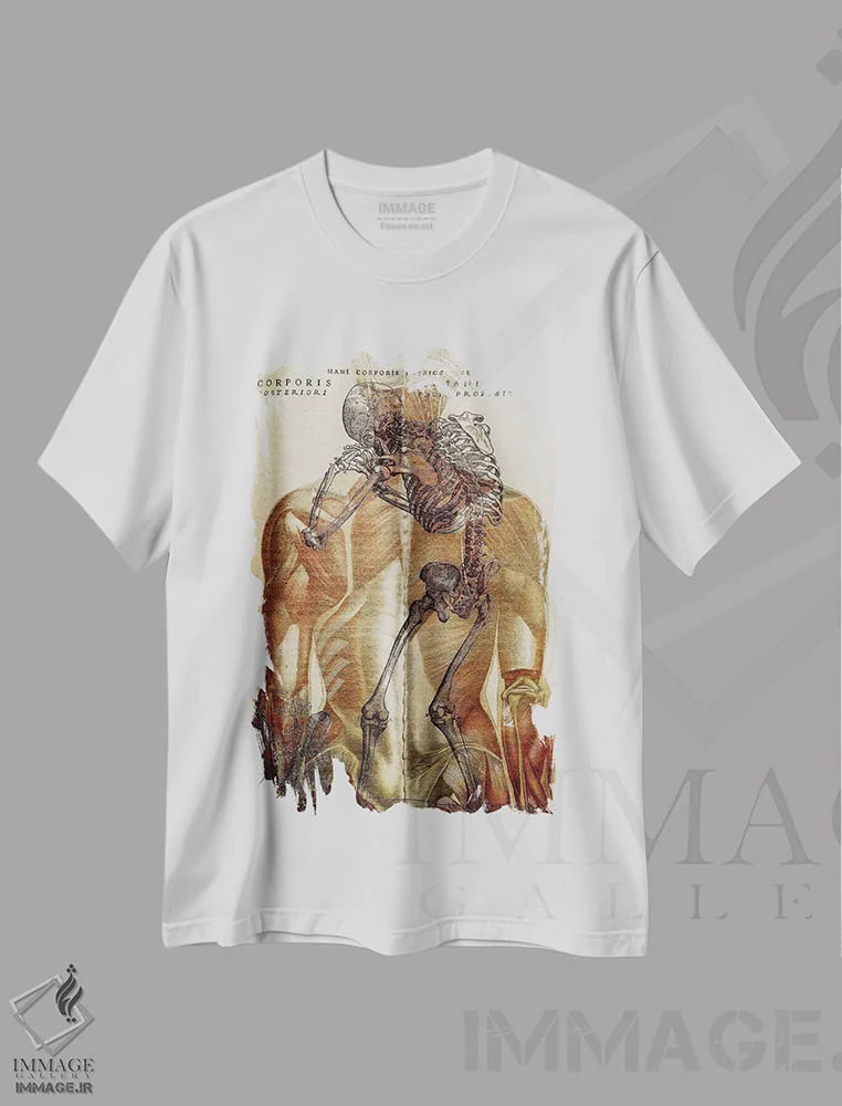 تیشرت سفید طرح دار بدن انسان، هنر دیجیتال اثر فایو بای فایو کالکتیو | فروشگاه ایماژ
