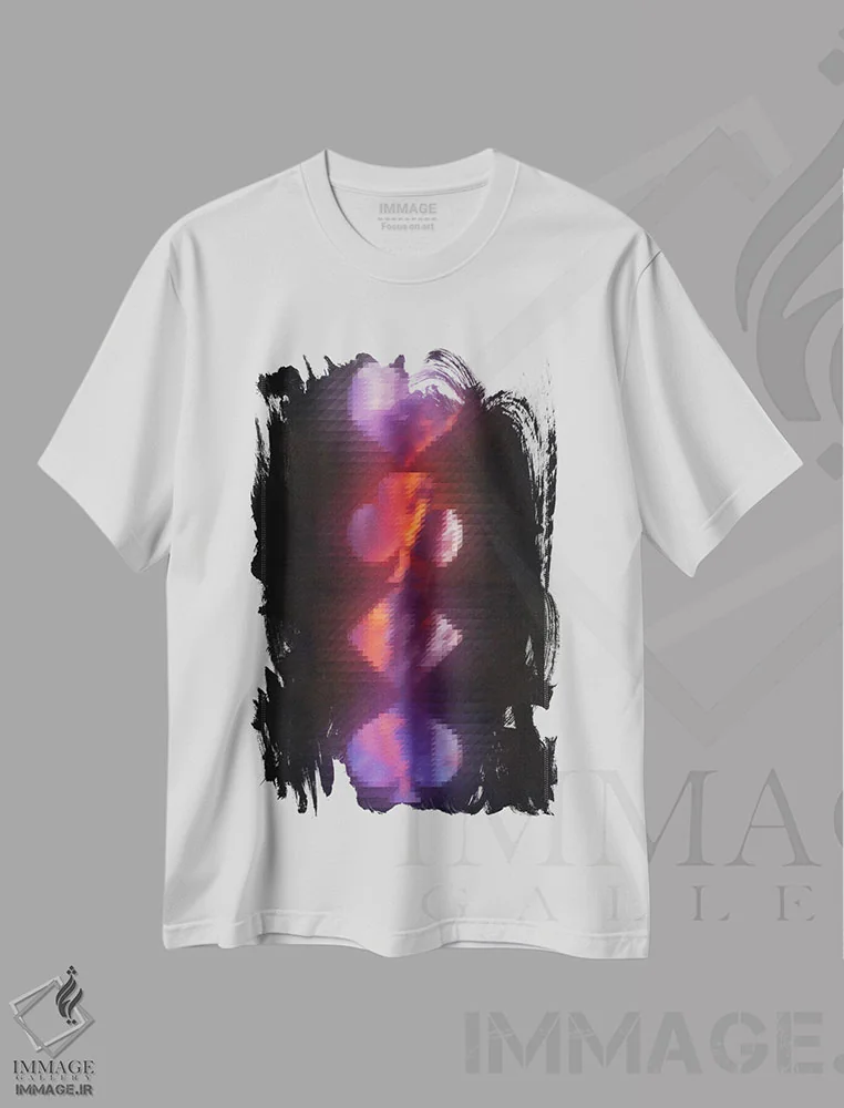تیشرت سفید طرح دار خال های کارت نئونی، هنر دیجیتال اثر فایو بای فایو کالکتیو | immage.ir