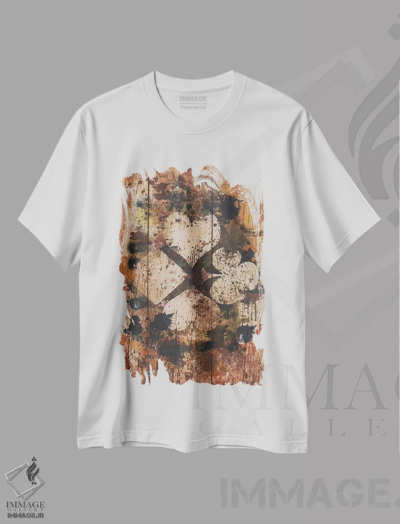 تیشرت سفید طرح دار خال های کارت با طرح چوبی، هنر دیجیتال اثر فایو بای فایو کالکتیو | immage.ir