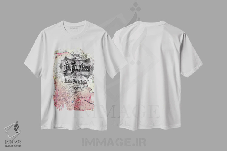 تیشرت سفید طرح دار نقشه قدیمی سان فرانسیسکو، تزئینی اثر فایو بای فایو کالکتیو | immage.ir