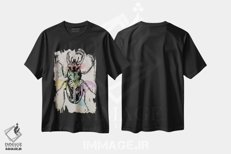 تیشرت مشکی طرح دار نمونه سوسک، هنر دیجیتال اثر فایو بای فایو کالکتیو | فروشگاه ایماژ