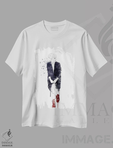 تیشرت سفید طرح دار در کفش های قرمز من، هنر دیجیتال اثر فایو بای فایو کالکتیو | فروشگاه ایماژ