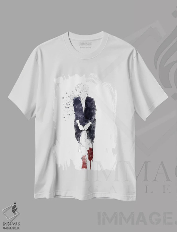 تیشرت سفید طرح دار در کفش های قرمز من، هنر دیجیتال اثر فایو بای فایو کالکتیو | فروشگاه ایماژ