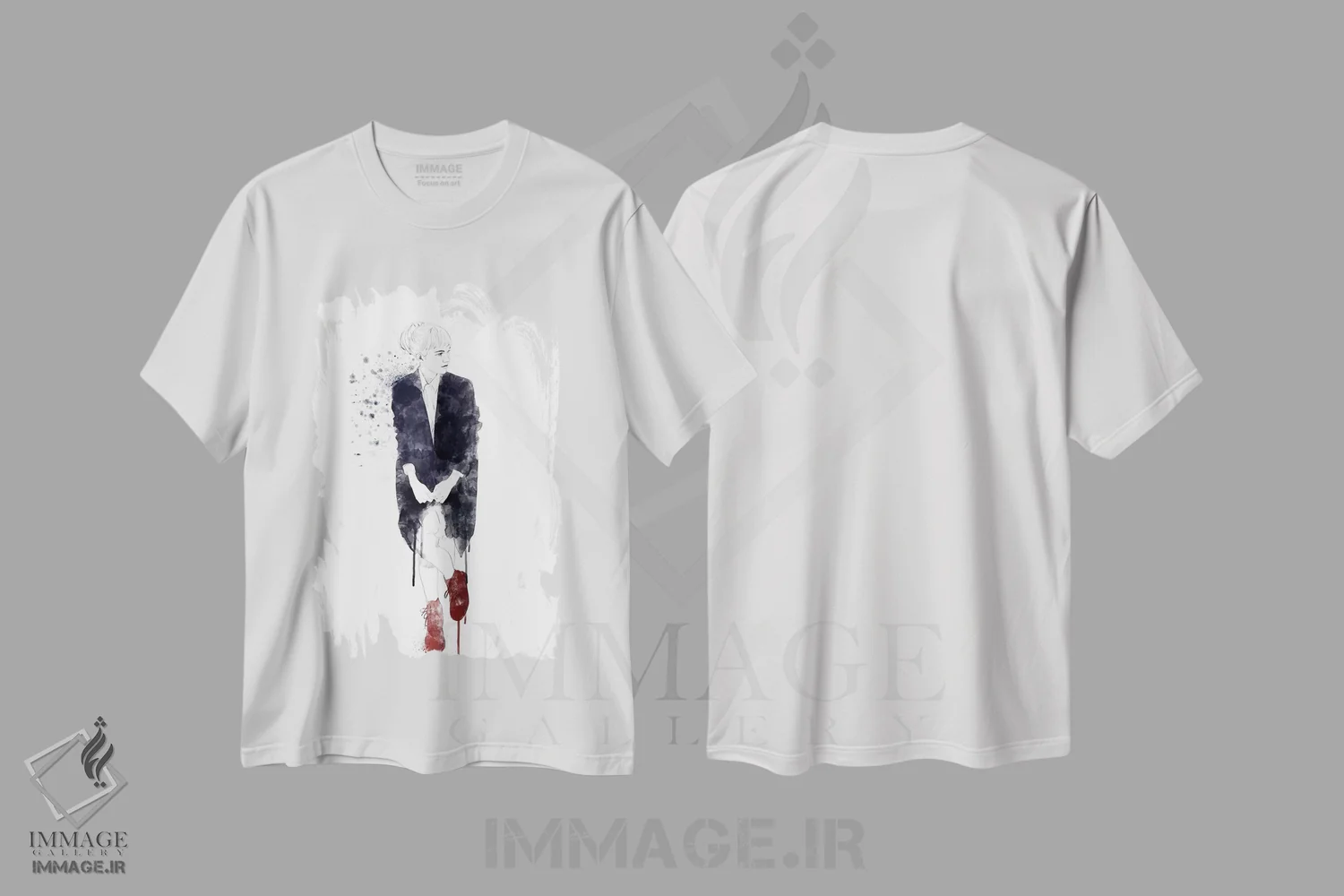 تیشرت سفید طرح دار در کفش های قرمز من، هنر دیجیتال اثر فایو بای فایو کالکتیو | فروشگاه ایماژ