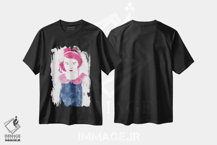 تیشرت مشکی طرح دار بی گناهی، هنر دیجیتال اثر فایو بای فایو کالکتیو | فروشگاه ایماژ