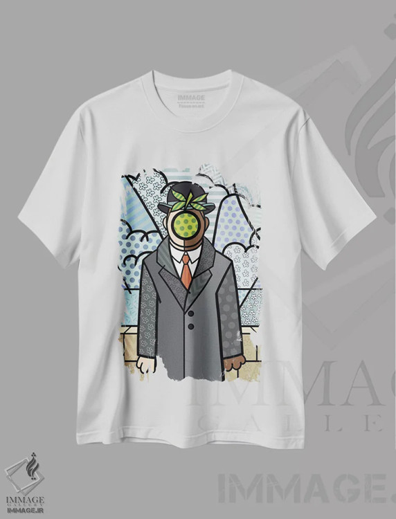 تیشرت سفید طرح دار پسر انسان ۲، هنر فاخر معاصر اثر فایو بای فایو کالکتیو | فروشگاه ایماژ