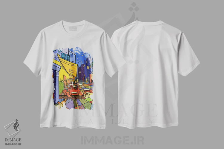 تیشرت سفید طرح دار تراس کافه در میدان دو فروم ۳، هنر دیجیتال اثر فایو بای فایو کالکتیو | immage.ir