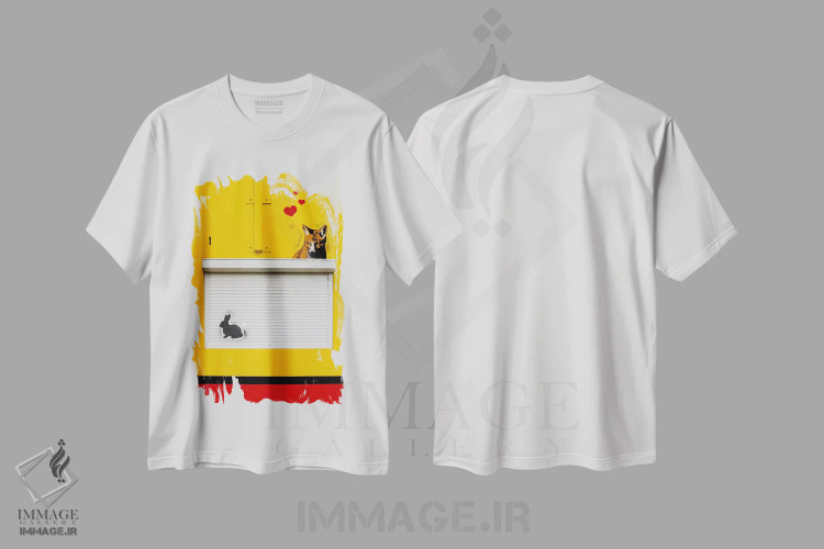 تیشرت سفید طرح دار خارج از چارچوب فکر کن، هنر دیجیتال اثر فایو بای فایو کالکتیو | فروشگاه ایماژ