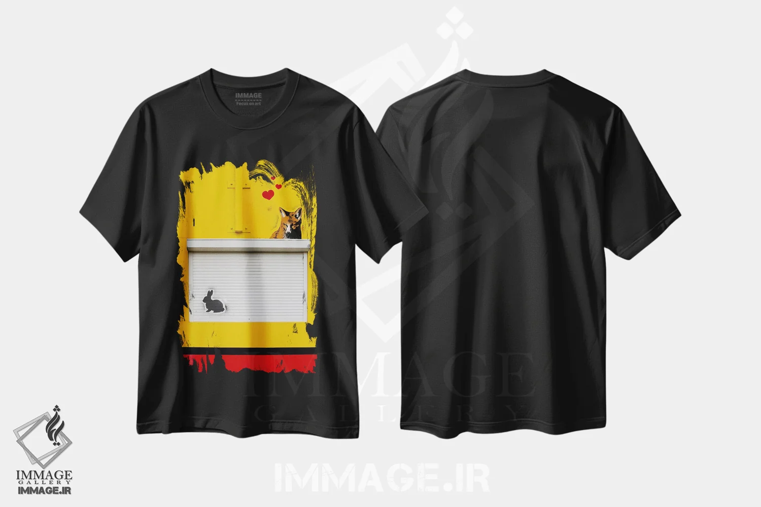 تیشرت مشکی طرح دار خارج از چارچوب فکر کن، هنر دیجیتال اثر فایو بای فایو کالکتیو | immage.ir