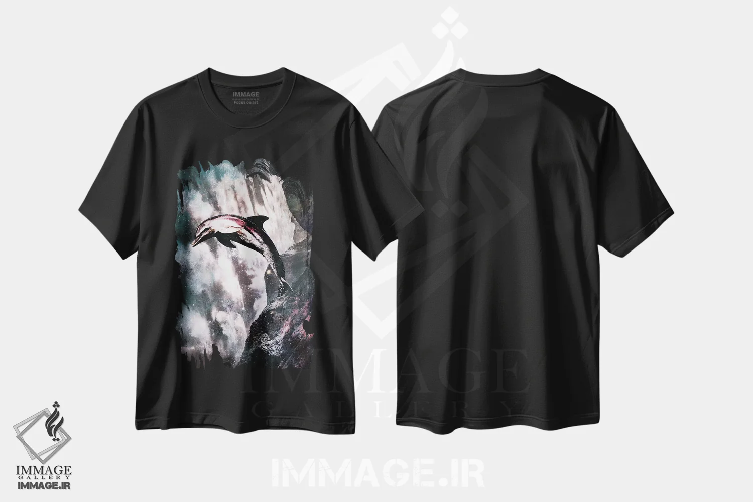 تیشرت مشکی طرح دار ناگهانی و غیرمنتظره، هنر فاخر معاصر اثر فایو بای فایو کالکتیو | فروشگاه ایماژ