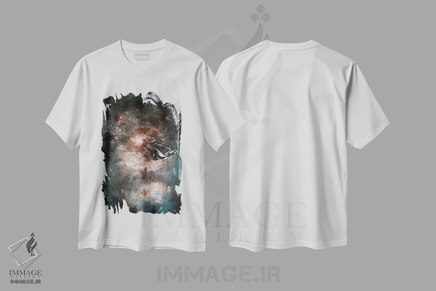 تیشرت سفید طرح دار سوار کار کهکشان، هنر فاخر معاصر اثر فایو بای فایو کالکتیو | فروشگاه ایماژ