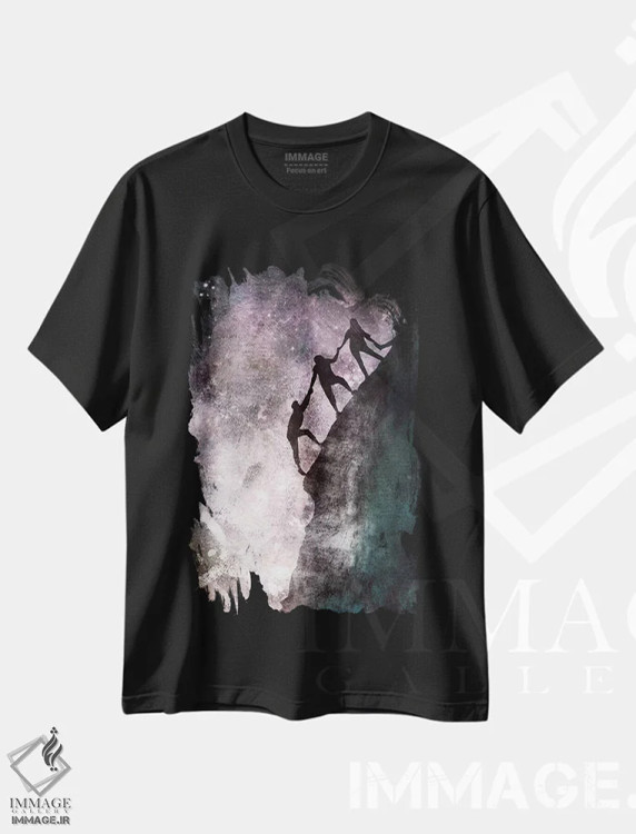 تیشرت مشکی طرح دار پیوندهای گره زننده، هنر فاخر معاصر اثر فایو بای فایو کالکتیو | immage.ir