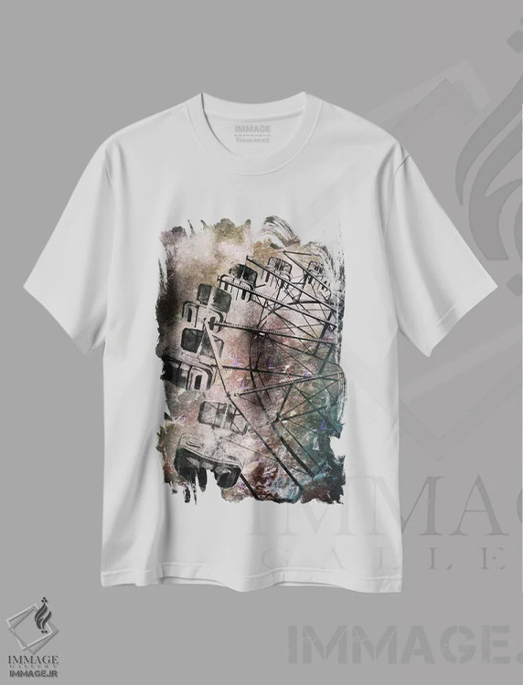 تیشرت سفید طرح دار چرخ غول پیکر، هنر فاخر معاصر اثر فایو بای فایو کالکتیو | فروشگاه ایماژ