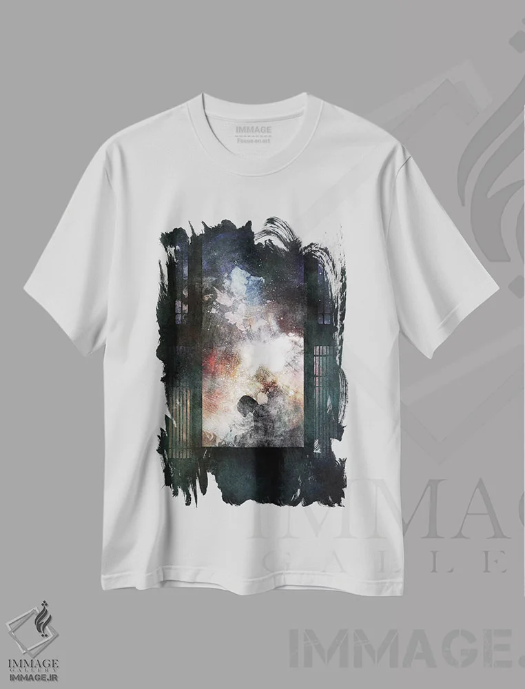 تیشرت سفید طرح دار دور انداخته شده، هنر فاخر معاصر اثر فایو بای فایو کالکتیو | immage.ir