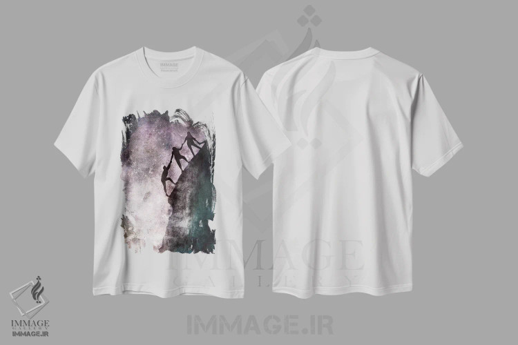 تیشرت سفید طرح دار پیوندهای گره زننده، هنر فاخر معاصر اثر فایو بای فایو کالکتیو | فروشگاه ایماژ