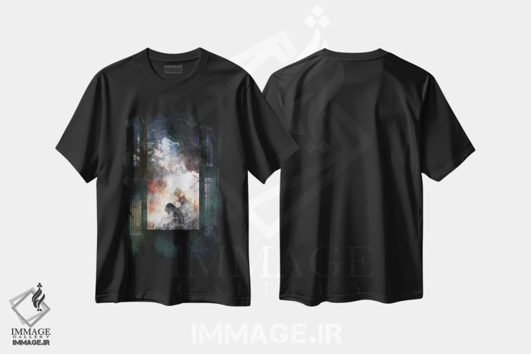تیشرت مشکی طرح دار دور انداخته شده، هنر فاخر معاصر اثر فایو بای فایو کالکتیو | فروشگاه ایماژ