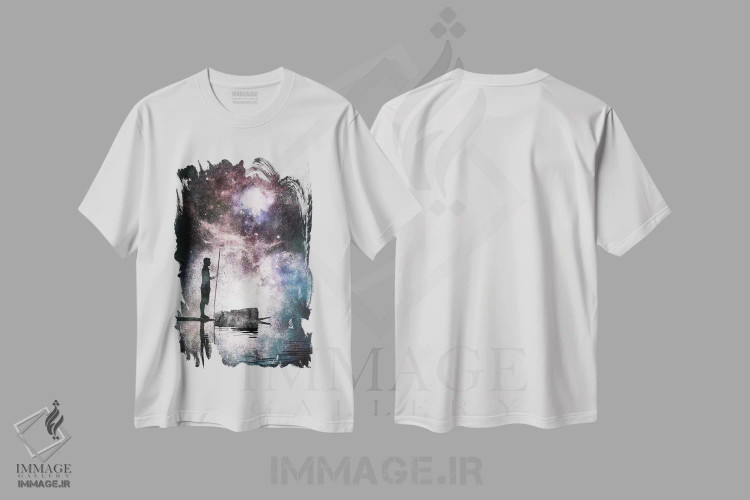 تیشرت سفید طرح دار نگرنده، هنر فاخر معاصر اثر فایو بای فایو کالکتیو | immage.ir