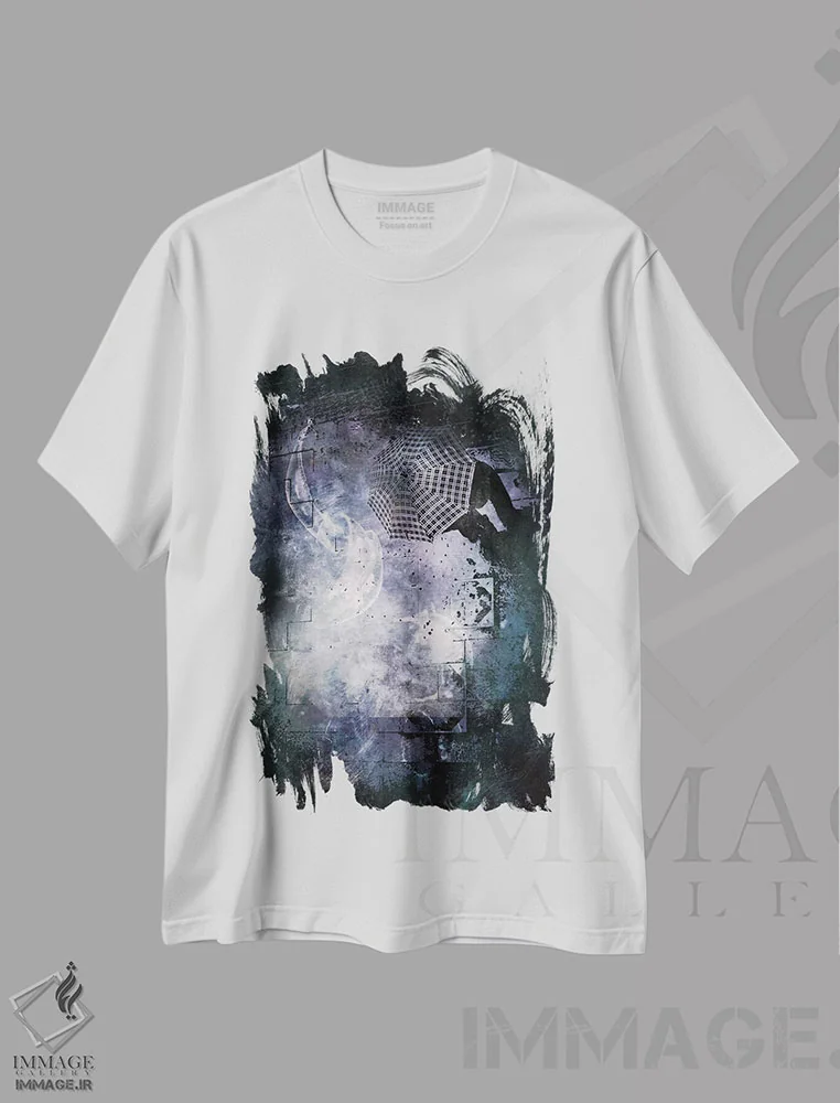 تیشرت سفید طرح دار عشق بنفش، هنر فاخر معاصر اثر فایو بای فایو کالکتیو | فروشگاه ایماژ