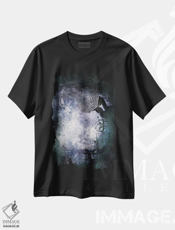 تیشرت مشکی طرح دار عشق بنفش، هنر فاخر معاصر اثر فایو بای فایو کالکتیو | immage.ir