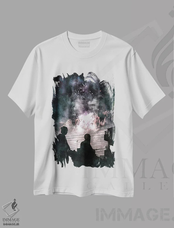 تیشرت سفید طرح دار دنیای دوردست، هنر فاخر معاصر اثر فایو بای فایو کالکتیو | immage.ir