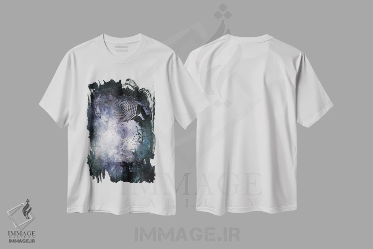 تیشرت سفید طرح دار عشق بنفش، هنر فاخر معاصر اثر فایو بای فایو کالکتیو | فروشگاه ایماژ