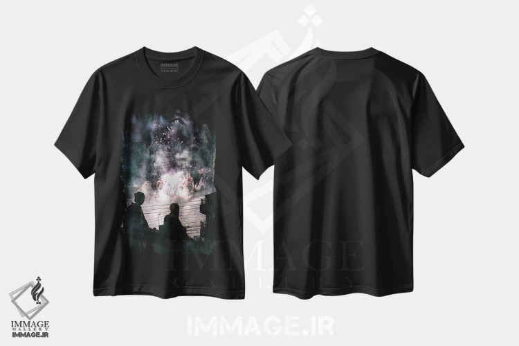 تیشرت مشکی طرح دار دنیای دوردست، هنر فاخر معاصر اثر فایو بای فایو کالکتیو | فروشگاه ایماژ