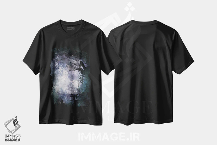 تیشرت مشکی طرح دار عشق بنفش، هنر فاخر معاصر اثر فایو بای فایو کالکتیو | immage.ir