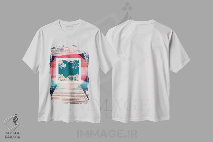 تیشرت سفید طرح دار پیاده روی شکوفه ها، آبستره اثر فایو بای فایو کالکتیو | فروشگاه ایماژ