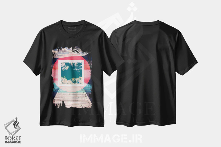 تیشرت مشکی طرح دار پیاده روی شکوفه ها، آبستره اثر فایو بای فایو کالکتیو | immage.ir
