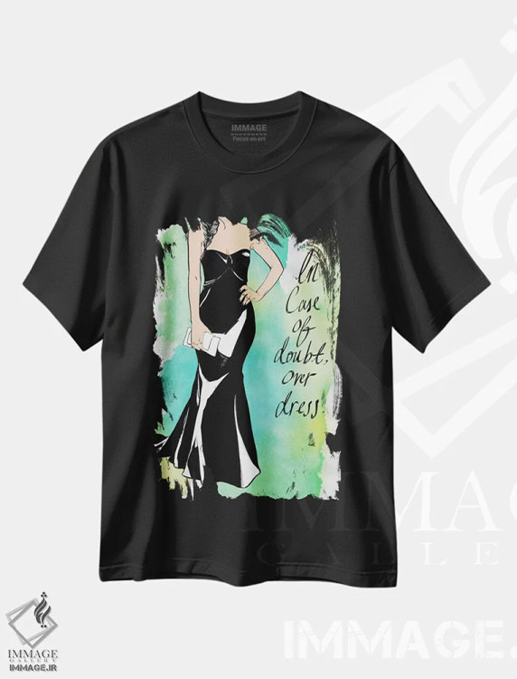تیشرت مشکی طرح دار زیاده روی در لباس پوشیدن، هنر دیجیتال اثر فایو بای فایو کالکتیو | فروشگاه ایماژ