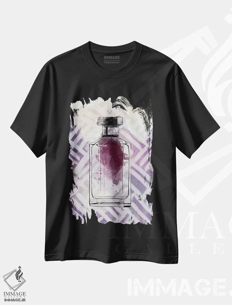 تیشرت مشکی طرح دار بنفش دلپذیر، هنر دیجیتال اثر فایو بای فایو کالکتیو | immage.ir