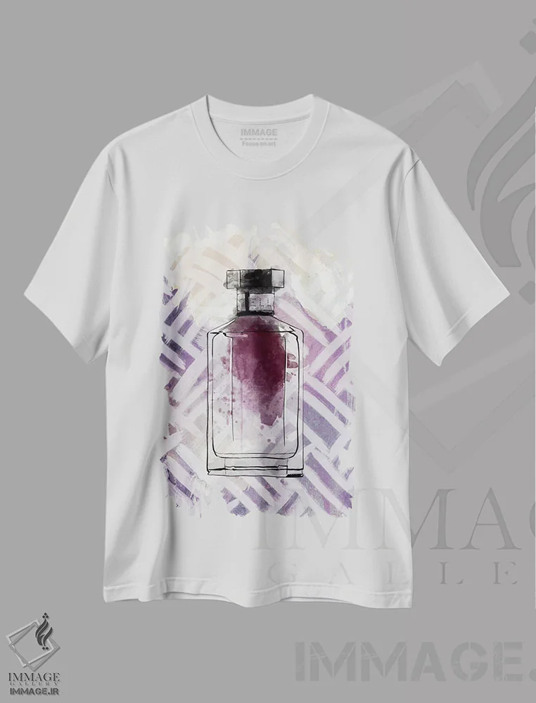 تیشرت سفید طرح دار بنفش دلپذیر، هنر دیجیتال اثر فایو بای فایو کالکتیو | فروشگاه ایماژ