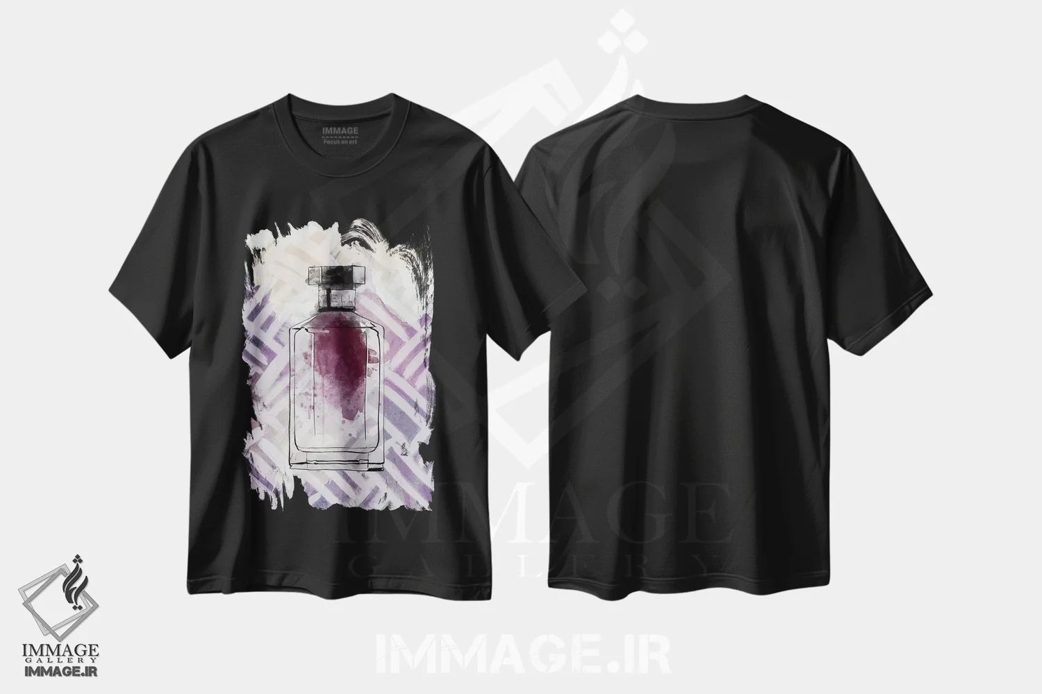 تیشرت مشکی طرح دار بنفش دلپذیر، هنر دیجیتال اثر فایو بای فایو کالکتیو | immage.ir