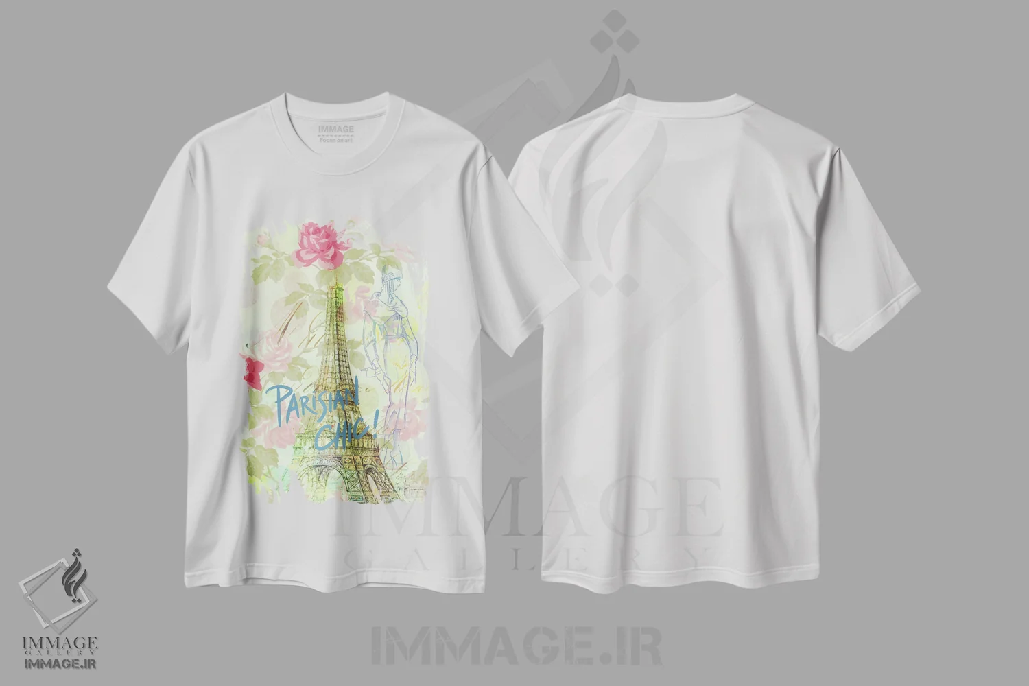 تیشرت سفید طرح دار شیک پوشی پاریسی، دکور معاصر اثر فایو بای فایو کالکتیو | فروشگاه ایماژ
