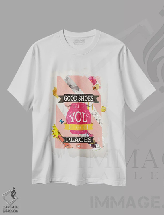 تیشرت سفید طرح دار کفش های خوب ۲، تزئینی اثر فایو بای فایو کالکتیو | فروشگاه ایماژ