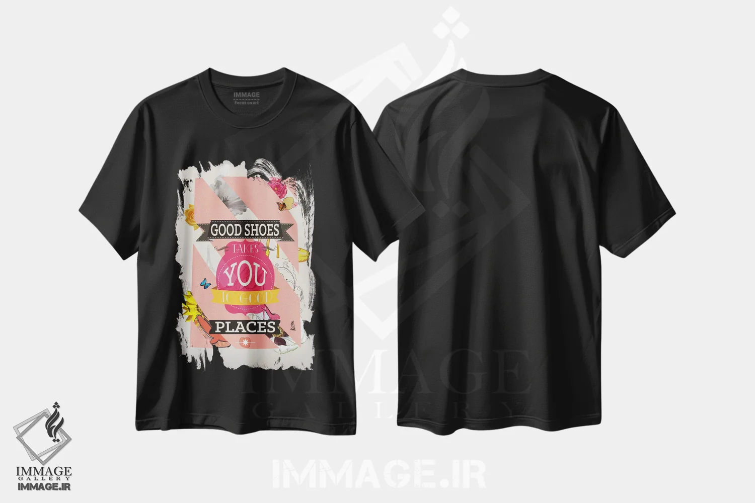 تیشرت مشکی طرح دار کفش های خوب ۲، تزئینی اثر فایو بای فایو کالکتیو | immage.ir