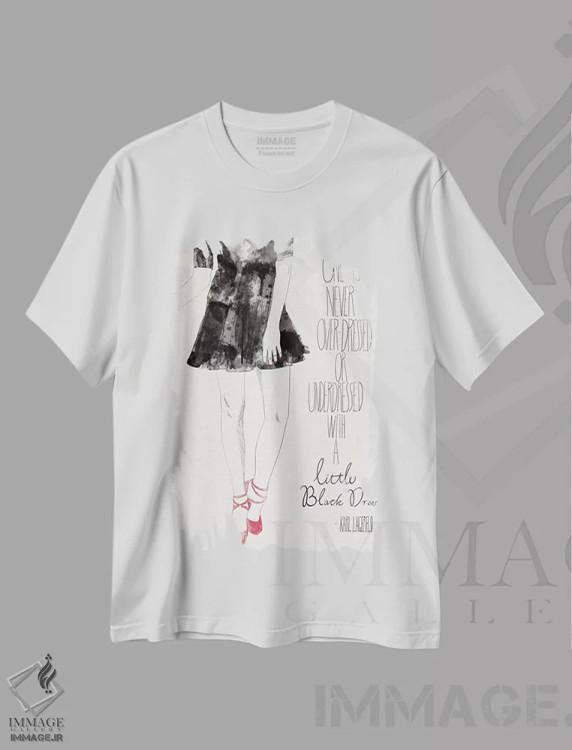 تیشرت سفید طرح دار پیراهن سیاه کوتاه، هنر دیجیتال اثر فایو بای فایو کالکتیو | immage.ir