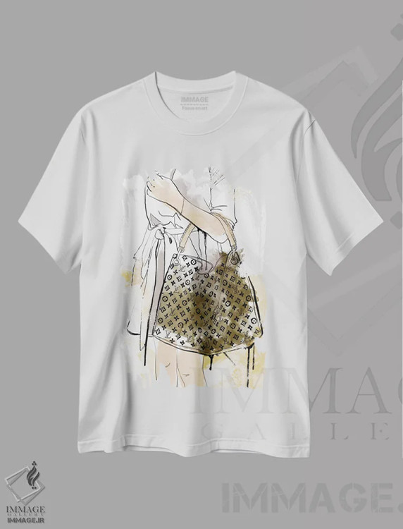 تیشرت سفید طرح دار کیف نقطه ضعف من است، تزئینی اثر فایو بای فایو کالکتیو | فروشگاه ایماژ