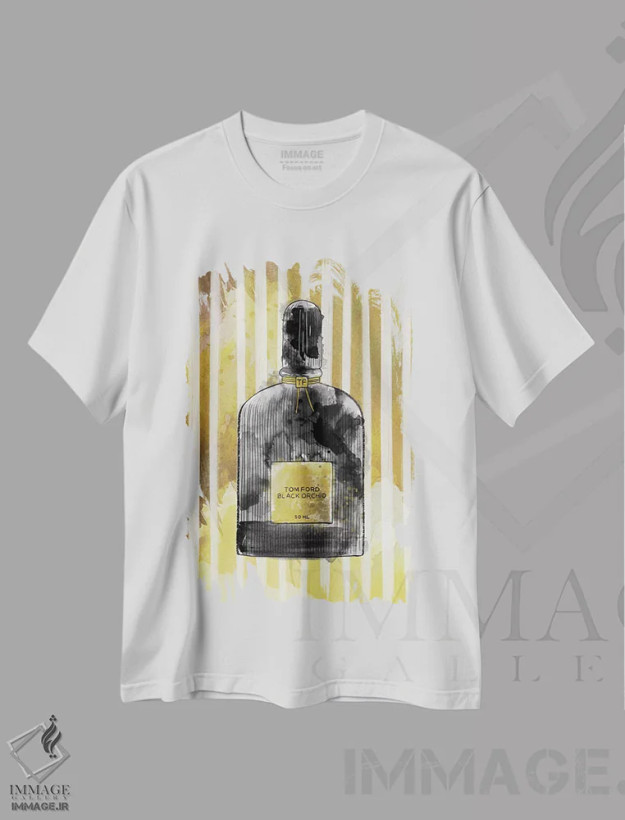 تیشرت سفید طرح دار ارکیده سیاه، هنر دیجیتال اثر فایو بای فایو کالکتیو | فروشگاه ایماژ