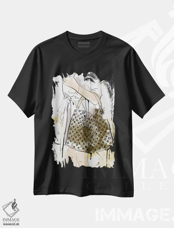 تیشرت مشکی طرح دار کیف نقطه ضعف من است، تزئینی اثر فایو بای فایو کالکتیو | immage.ir