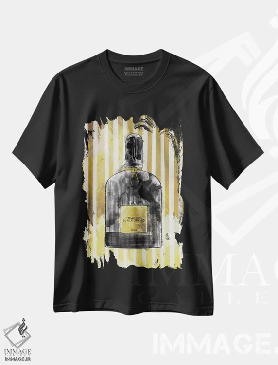 تیشرت مشکی طرح دار ارکیده سیاه، هنر دیجیتال اثر فایو بای فایو کالکتیو | immage.ir