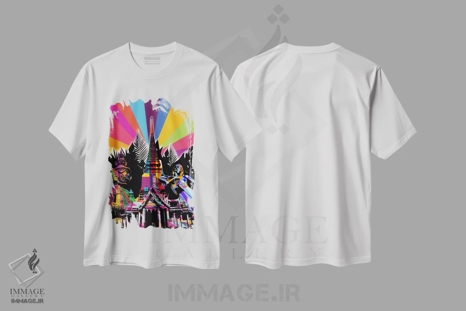 تیشرت سفید طرح دار پاپ سایکدلیک بانکوک، هنر دیجیتال اثر فایو بای فایو کالکتیو | immage.ir