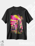 تیشرت مشکی طرح دار پاپ سایکدلیک کوالالامپور، هنر دیجیتال اثر فایو بای فایو کالکتیو | فروشگاه ایماژ
