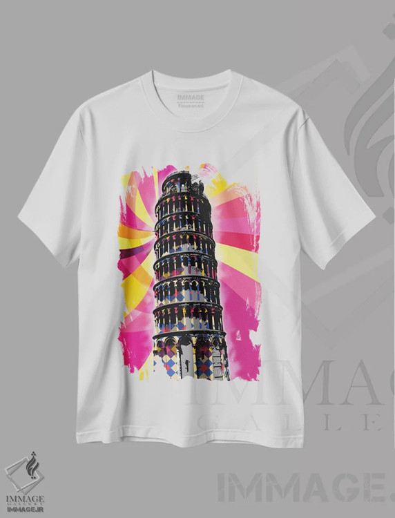 تیشرت سفید طرح دار پاپ سایکدلیک پیزا، هنر دیجیتال اثر فایو بای فایو کالکتیو | immage.ir