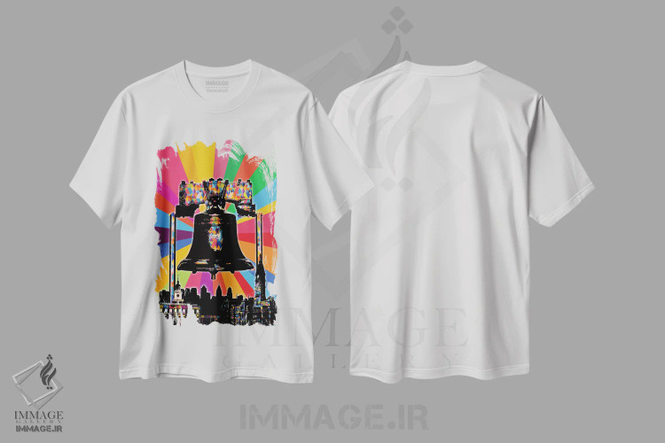 تیشرت سفید طرح دار پاپ سایکدلیک فیلادلفیا، هنر دیجیتال اثر فایو بای فایو کالکتیو | فروشگاه ایماژ