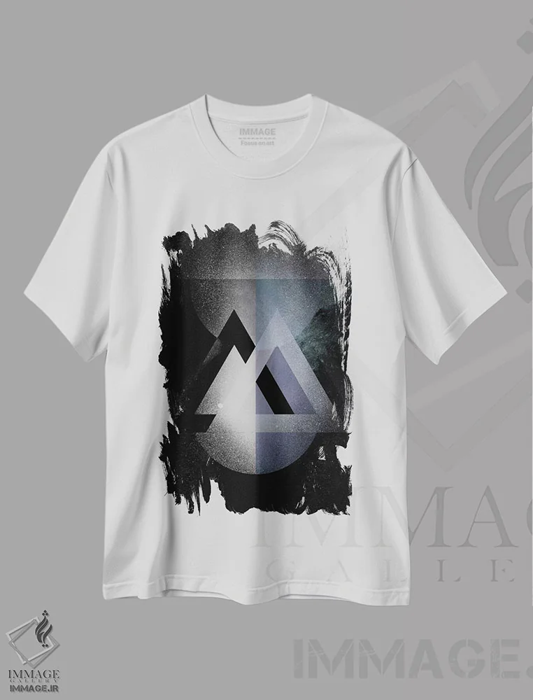 تیشرت سفید طرح دار بازتاب های تاریک اثر فایو بای فایو کالکتیو | فروشگاه ایماژ