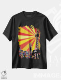 تیشرت مشکی طرح دار پاپ سایکدلیک شانگهای، هنر دیجیتال اثر فایو بای فایو کالکتیو | immage.ir